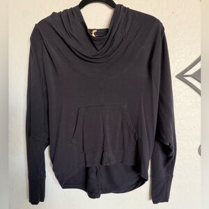 LUCY Black Cowl Neck Hooded Top - XS